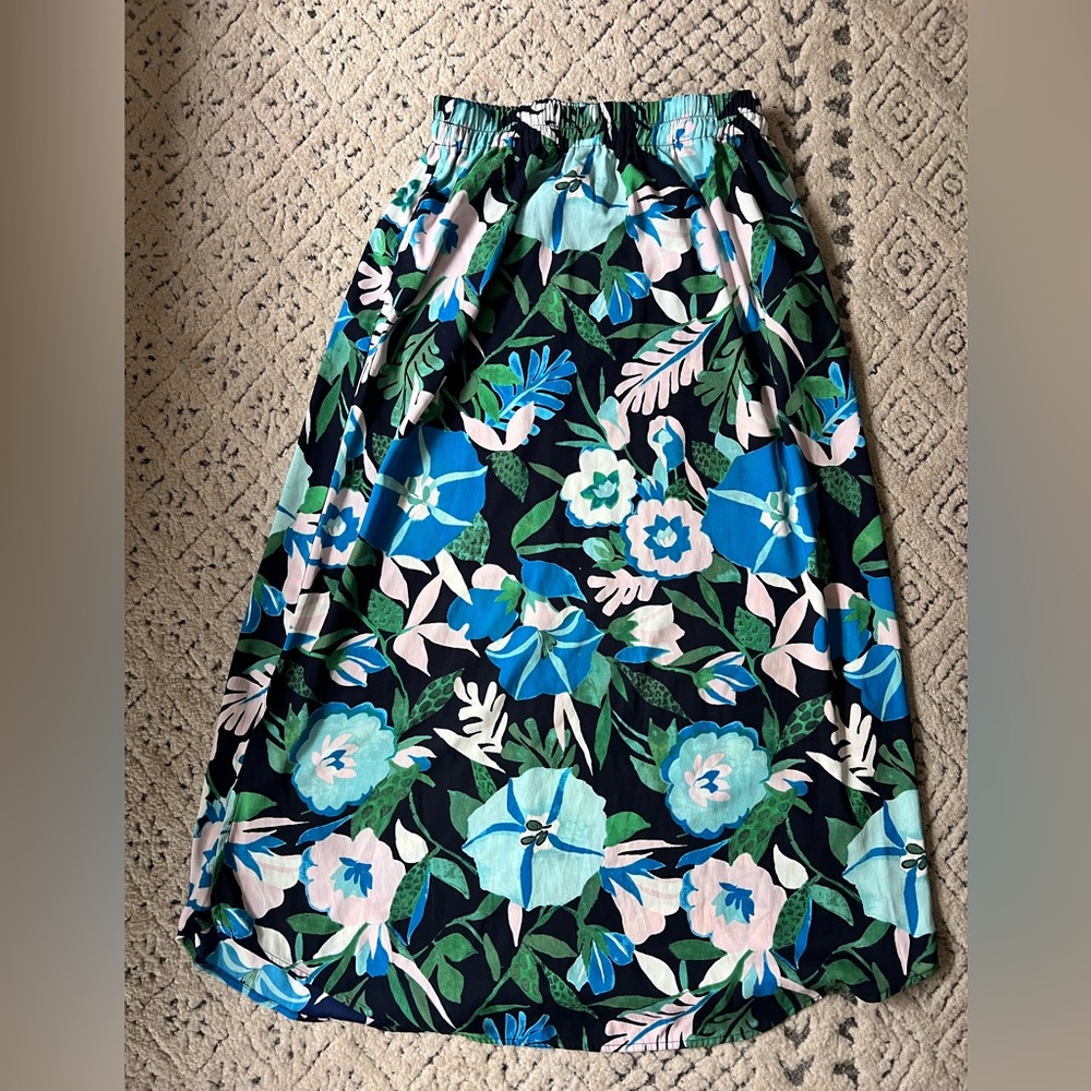 Loft Floral Midi Skirt With Pockets